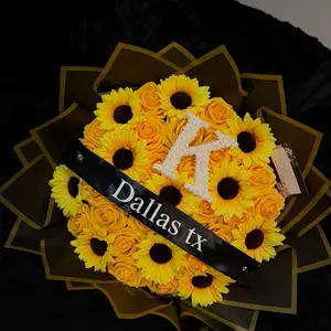 Eternal Foam Bouquet 50 count with sunflowers and custom baby breathe