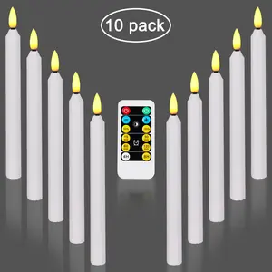 10pack LED Taper Candle with Remote Control, H9" Flameless Candles, Powered by 2*1.5V AA Batteries, Remote Use 2*AAA Batteries(Batteries not Included)