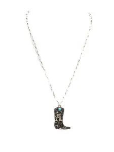 Western Cowboy Boots Turquoise Initial Necklace: A