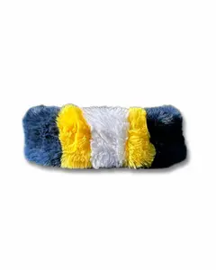 BuffHead Michigan Blue Winter Head and Neck Warmer One Size Fits All Adjustable Elastic Cord Rabbit Faux Fur Fleece Lining Hat Face Mask Scarf