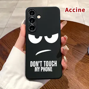 Straight Edge Phone Case Compatible with Samsung Galaxy S23 Ultra S24 Plus S25 S22+ Angry Emoji Design Pattern Drop Protection Shockproof Soft Silicone smartphone Cover