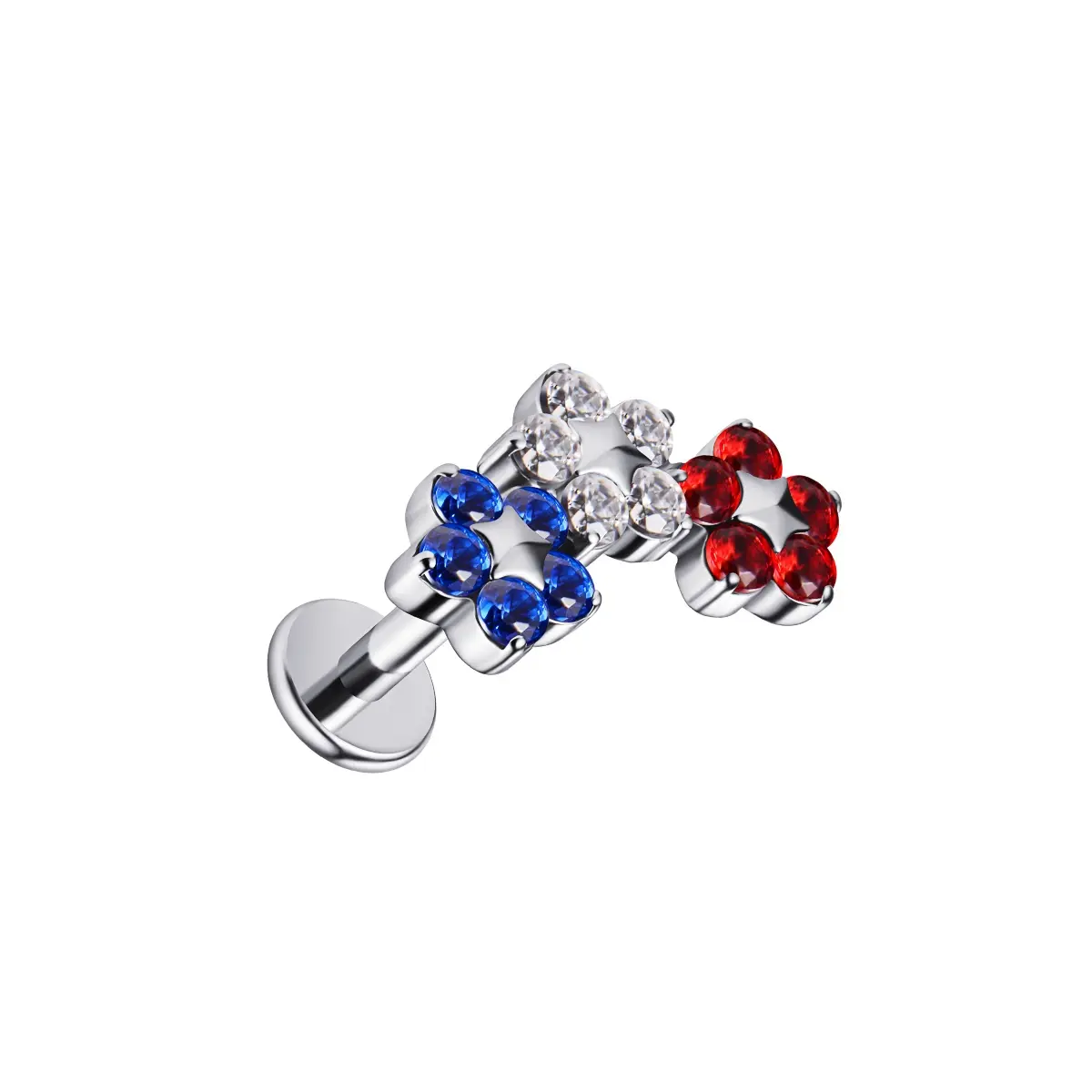 Titanium Triple Star Internally Threaded Flatback Cartilage Ring Titanium Triple Star Internally Threaded Flatback Cartilage Ring