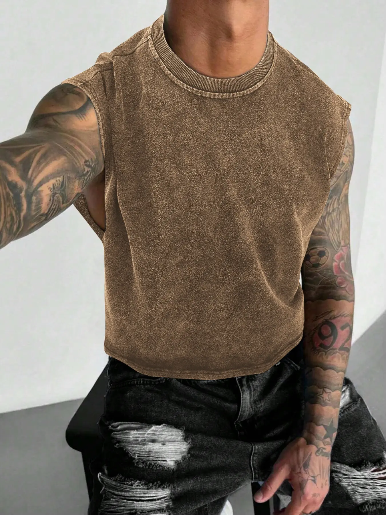 【TDOTW】4-Pack Acid-Wash Sleeveless Tank Tops Workout Tanks – Men's Casual Daily & Workout Outfits, Soft Cotton Blend Fabric, Relaxed Fit, 4-Pack Set, Multi-Color Washed Style, Menswear 【TDOTW】4-Pack Acid-Wash Sleeveless Tank Tops Workout Tanks – Men's Casual Daily & Workout Outfits, Soft Cotton Blend Fabric, Relaxed Fit, 4-Pack Set, Multi-Color Washed Style, Menswear