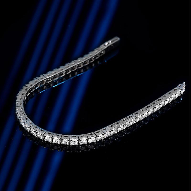 EWYA Real GRA Certified D Color 3mm 0.1CT Full Moissanite Tennis Bracelet For Women S925 Silver Diamond 14-23cm Link Bracelets