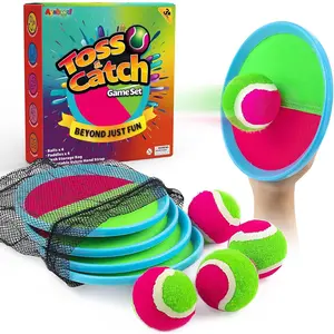 Toss and Catch Ball Set Beach Toys Pool Toys Outdoor Games Outdoor Toys Yard Games Easter Toys Gifts for Kids Ball and Catch Game with 4 Paddles and 4 Balls [Upgraded Version]