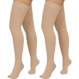 2 Pairs Compression Stockings for Women & Men,20-30mmHg Thigh High Compression Socks,Closed Toe Medical Compression Socks with Silicone Dot Band-Best Support for Nursing Sports Varicose Veins