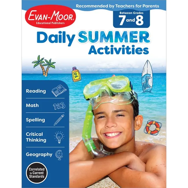Daily Summer Activities Moving from 7th to 8th Gr by Evan-Moor Educational Publishers (Paperback)