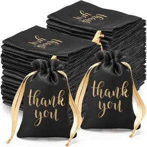 Satin Thank You Gift Bags, Drawstring, Luxury Small Return Gifts, Party Gift Packaging, Wedding, Jewelry, Business Gifts