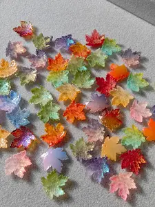 40pcs Glass Maple Leaf Pendants 15x15mm, Sparkling Mixed Color DIY Beads for Earrings Necklace Phone Charm Making DIY Jewelry Making