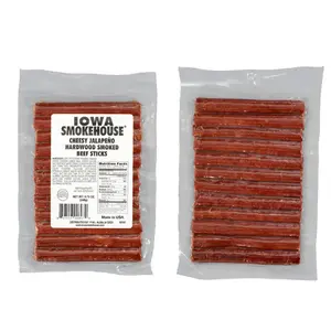 Iowa Smokehouse Cheesy Jalapeno Beef Sticks – Hickory Hardwood Smoked Beef Snack Sticks, Savory Cheese & Jalapeno Flavor, Protein Meat Snack, 8.75 oz Pack (12 Sticks)