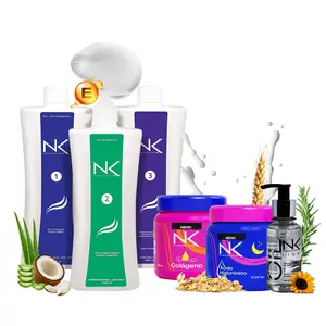 NK Professional Care. Complete Hair Straightening Treatment, Kit Steps 1,2,3,4,5. Hair Surgery with keratin, post-treatment, shampoo , Hair Mask Collagen & hyaluronic acid and Styling Oil. (15oz)