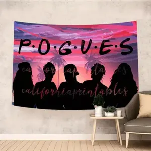 Pogue Life Outer Banks Tapestry Wall Hanging, 3x5FT Retro Transverse Poster, Peach Skin Velvet Knit Fabric, No-Electricity Party Banner, Home Decor Supplies, Room Decoration, Room Decor