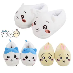 Chiikawa Hachiware Usagi Winter Warmth Usaqi Plush Thick Slippers Cute Indoor Home Plush Cotton Slippers Kawaii Soft Shoes Gift