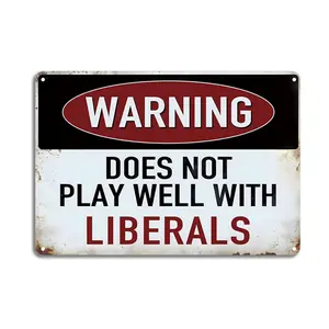 Funny Warning Sign,Vintage Sarcasm Metal Tin Sign, Rustic Farmhouse Design Wall Art Decor for Home Living Room Bedroom Dining Room Man Cave