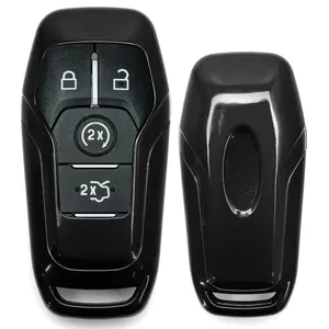 iJDMTOY Glossy Metallic Black Exact Fit Key Fob Shell Cover For Ford or Lincoln 4/5-Button Intelligent Access Key