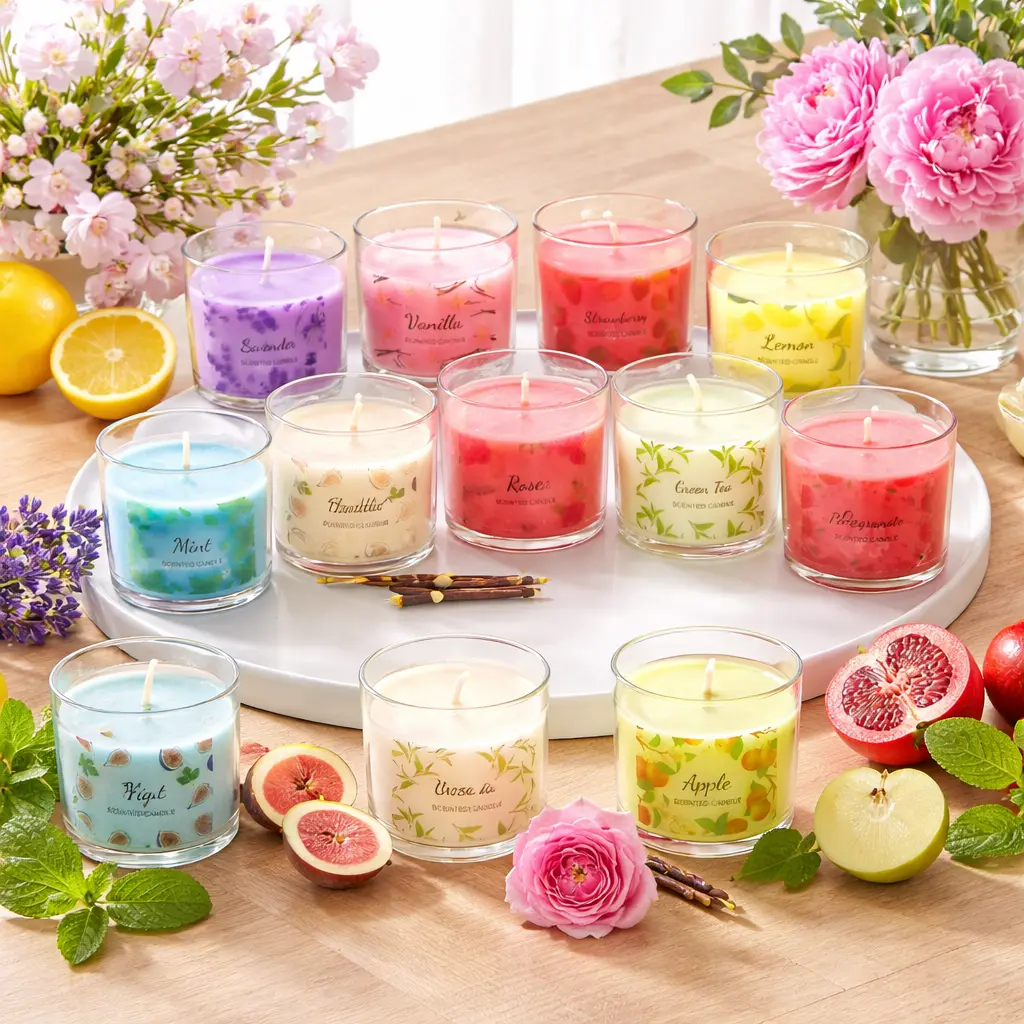 Women's 12-Pack (12 Pieces) Natural Therapeutic Scented Oval Jar Assorted Flavors Candles Box Set - Glitter Finish, Long-Lasting, Stress Relief, Decorative Home Supplies for Bedrooms, Birthday Gifting