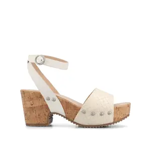 VANESSA PLATFORM CLOG SANDALS - Bone Woven