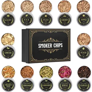 Whiskey Smoker Wood Chips Set for Cocktails & Bourbon – Natural Smoking Chips Gift for Men & Dad