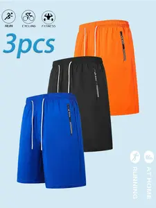 3-Pack Men's Quick-Dry Workout Shorts, Stay Dry and Comfortable, Elastic Waist, Ideal for Gym, Running, Beach, Daily Use, Athletic Wear Shorts