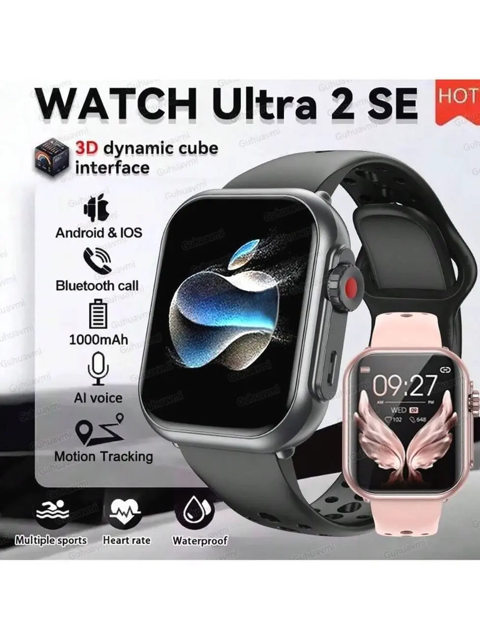 Unisex 1.85-Inch Full Touch Smart Watch with Wireless Calling, Voice Assistant, 1000mAh Battery, Activity Tracking and Multi-Sport Modes