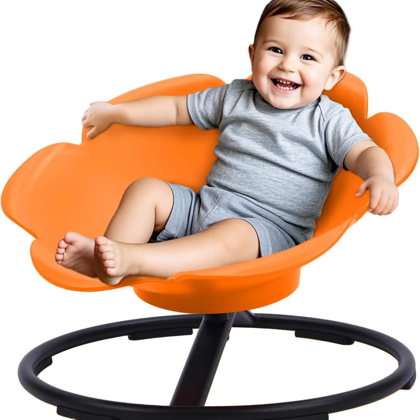 Morning glory Swivel Chair,Orange（Upgraded versio）