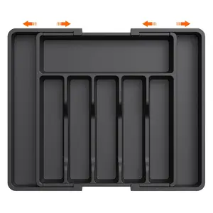 Kitchen Drawer Organizer,  1 Count Expandable Utensil Tray, Adjustable Plastic Storage Tray for Spoons Forks Knives, Durable Storage Organizer, Multipurpose Kitchen Organizer
