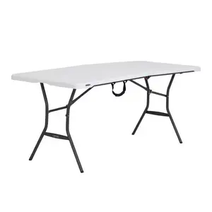 Lifetime 6 ft. White Plastic Fold-In-Half Table - Light Commercial Design