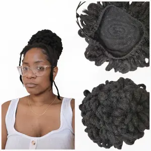 Loc Petal Bun Drawstring Ponytail for Locs & Loose Natural Hair 1b Color Lightweight Hair Accessory with 2 Combs