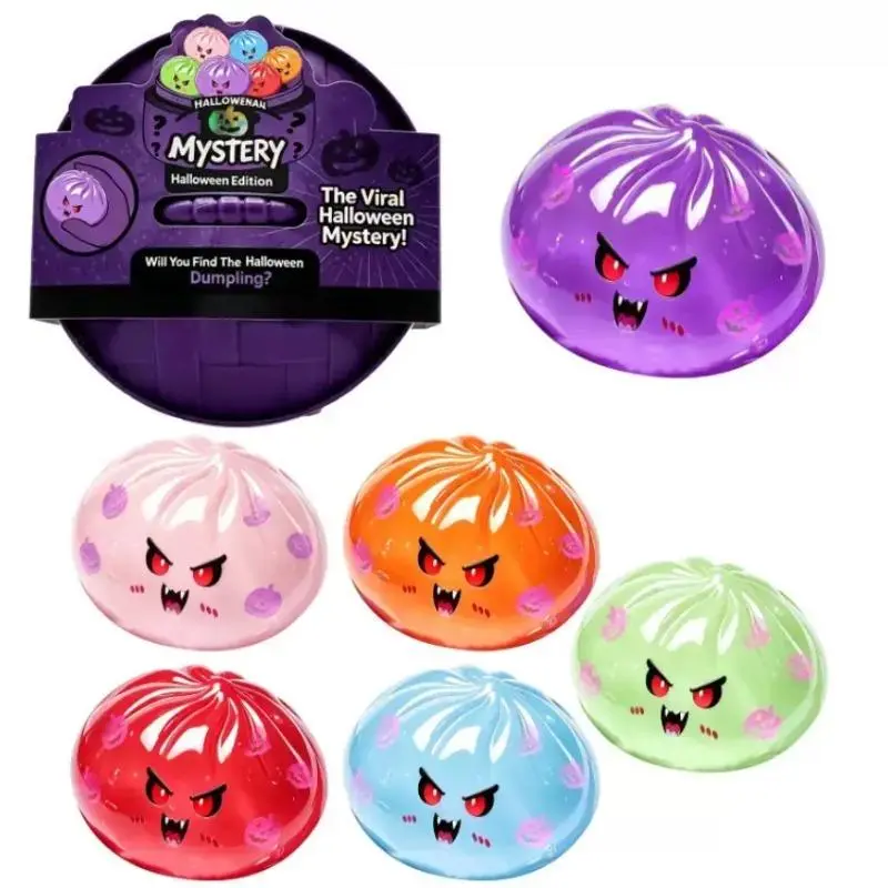 Glitter Halloween Ghost Dumpling Squishy, Soft Slow Rising Stress Relief Fidget Toy With Steamer, Cute Stuffed Shark Bun Gift For Kids & Teens