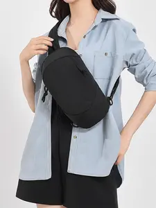 1pc  Slant shoulder chest bag, solid color Korean waist bag, zipper closure, fashionable and versatile, casual and simple, suitable for work, commuting, shopping, lightweight chest bag