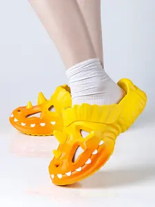Women's Cartoon Dinosaur Sandals, Breathable Mesh Slippers, Shock Absorbing Thick Sole, Waterproof Quick-Dry Anti-Slip, Home Beach Vacation Wear