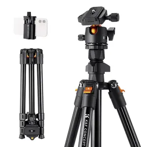 【K&F CONCEPT】K&F Concept 64 inch/163cm Camera Tripod,Lightweight Travel Outdoor DSLR Tripods with 360 Degree Ball Head Load Capacity 8kg/17.6lbs,Cellphone Clip for Smartphone Live Streaming Vlog O234A1+BH-36 ，deskmount