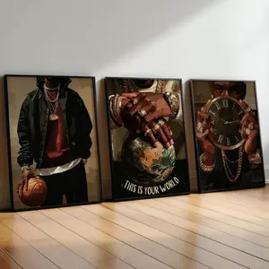 Motivational Wall Art Set of 3, Modern Black Man Art, Motivational Wall Art , Product without frame