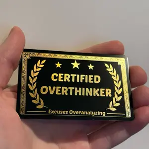 Plastic Certified Overthinker Card for your wallet - Funny excuse card - Gag gift for him or her