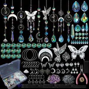 DIY Dreamcatcher, 400-Piece Sun Catcher Making Kit, Adult Crystal Craft Material Pack, Pendant Prism Crystal Rainbow Maker, Indoor Window Home Wedding Garden Decoration