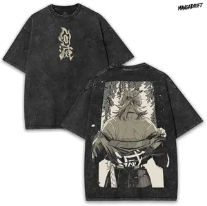 Rengoku Surrounded by Flames from Demon Slayer Washed Tee – Set Your Heart Ablaze in Vintage Graphic | 260GSM Collector Shirt