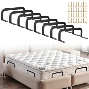 8 Pack Mattress Retainer Bar - Heavy-Duty Anti-Slip Mattress Gripper for Wooden/Adjustable/RV Beds | Black Iron Stabilizers with 32 Screws (10.2" x 3.1" x 3.5")
