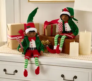 2-Piece Fabric Elf Shelf Sitters by Valerie 2-Piece Fabric Elf Shelf Sitters by Valerie