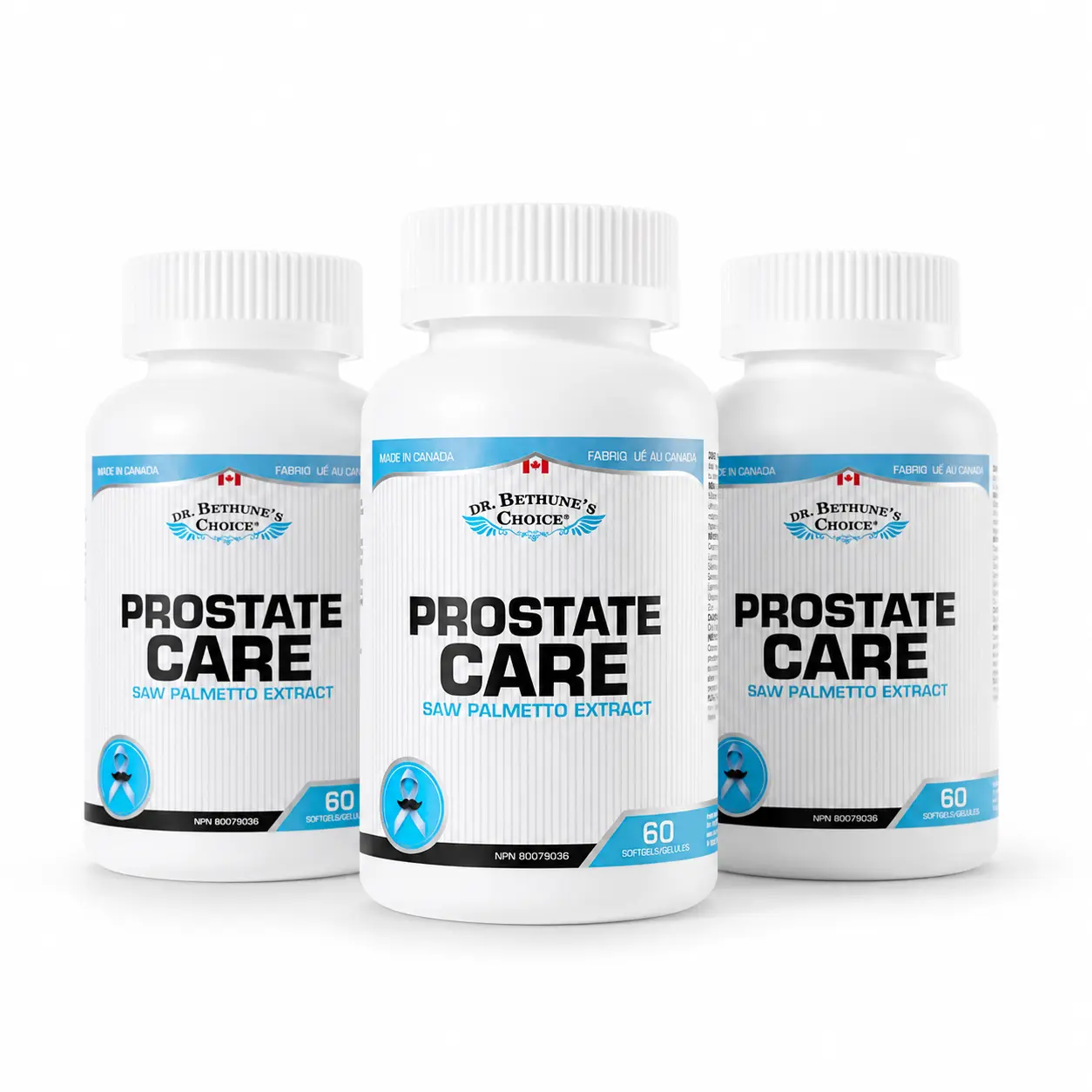 Dr. Bethune’s Choice Prostate Care Supplement for Men, 3-Bottle Pack, with Saw Palmetto, Pumpkin Seed Oil, Lycopene, Zinc, Selenium & Vitamin D3, 180 Softgels Total
