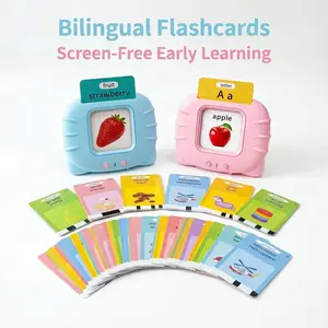 KIDGENIUS Bilingual Flash Cards Learning Machine - 224-Word, No-Screen, English-Spanish Interactive Preschool Educational Toy, Kids Birthday Holiday Gift