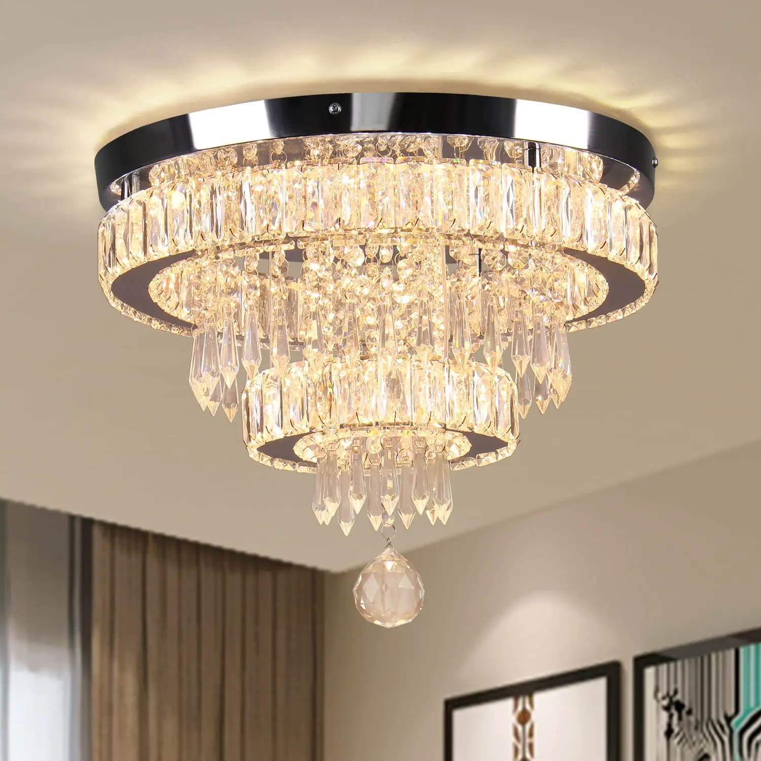 Modern Luxury 157 Inch K9 Crystal Ceiling Light LED Chandelier for Living Dining Room Bedroom Hotel Apartment Decor Hanging Pendant QH-MC076