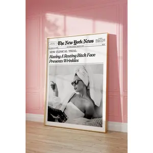 Trendy Newspaper Print, Girly Wall Art, New York News  It Girl Dorm Decor, Retro Wall Art  Instant