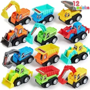 12-Piece Mini Construction Car Set, Plastic, Unisex, Non-Riding Toy Vehicle, Perfect for Imaginative Play and Parties