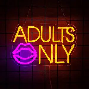 Adults Only Neon Sign Pink Lip  Neon Lights Signs Sexy Neon Light Neon Bar Sign Letter Neon Wall Sign Neon Signs for Bedroom Bar Man Cave Hotel Party Wall Decor Night Light Indoor Decorative Light
