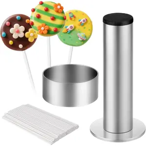 Stainless Steel Cake Pop Mold Set with Pusher Durable Cake Pop Cutter Kit for Perfect Round Treats Reusable Baking Tools for Home Birthdays Weddings Professional Dessert Molds