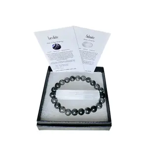 Larvikite 8mm Crystal Stone Stretch Bracelet Gift Set with Selenite with Metaphysical Properties - Stone of New Beginnings