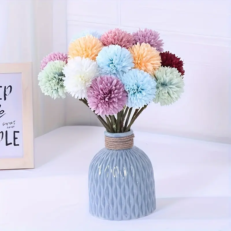 20/40pcs Elegant White Artificial Chrysanthemum flat Bouquet Polyester All-Season Flowers for Home Decor, Weddings, Parties, Living Room, Garden Table Centerpieces, Artificial Flowers for Home Decor, Party Decorations Decorative Fruit Plants