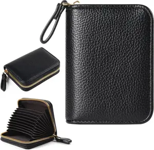 Credit Card Holder RFID Card Case Wallet, Small Accordion Zipper Card Case Holder, Card Organizer Case for Women Men