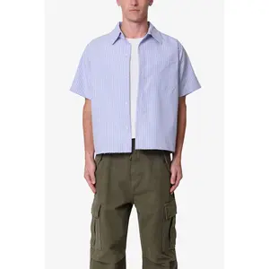 mnml Striped Poplin Cropped S/S Shirt - Blue