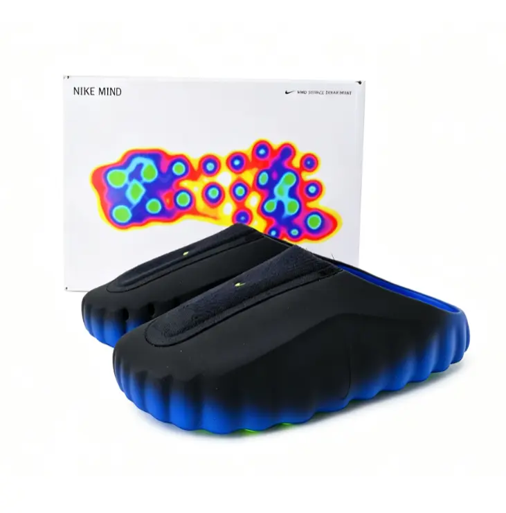 Black-blue gradient thick massage slides breathable fabric upper spherical bump outsole unisex multi-scene slides